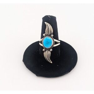 Navajo Kingman Turquoise Ring Sterling Silver‎ Handmade NA Jewelry Sz 9US **